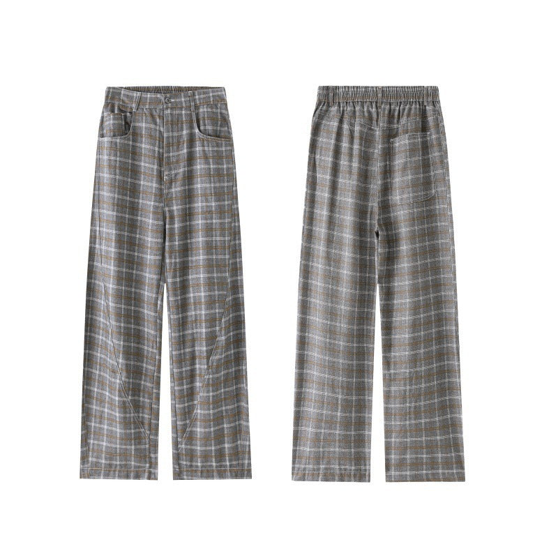 Women High-waisted wide checkered Culotte pants with crease Chichicherry