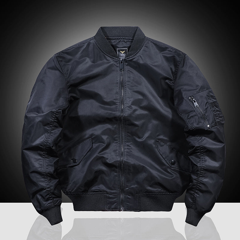 Men's nylon flight bomber with arm pocket, quilted thermal lining, and ribbed hem Chichicherry