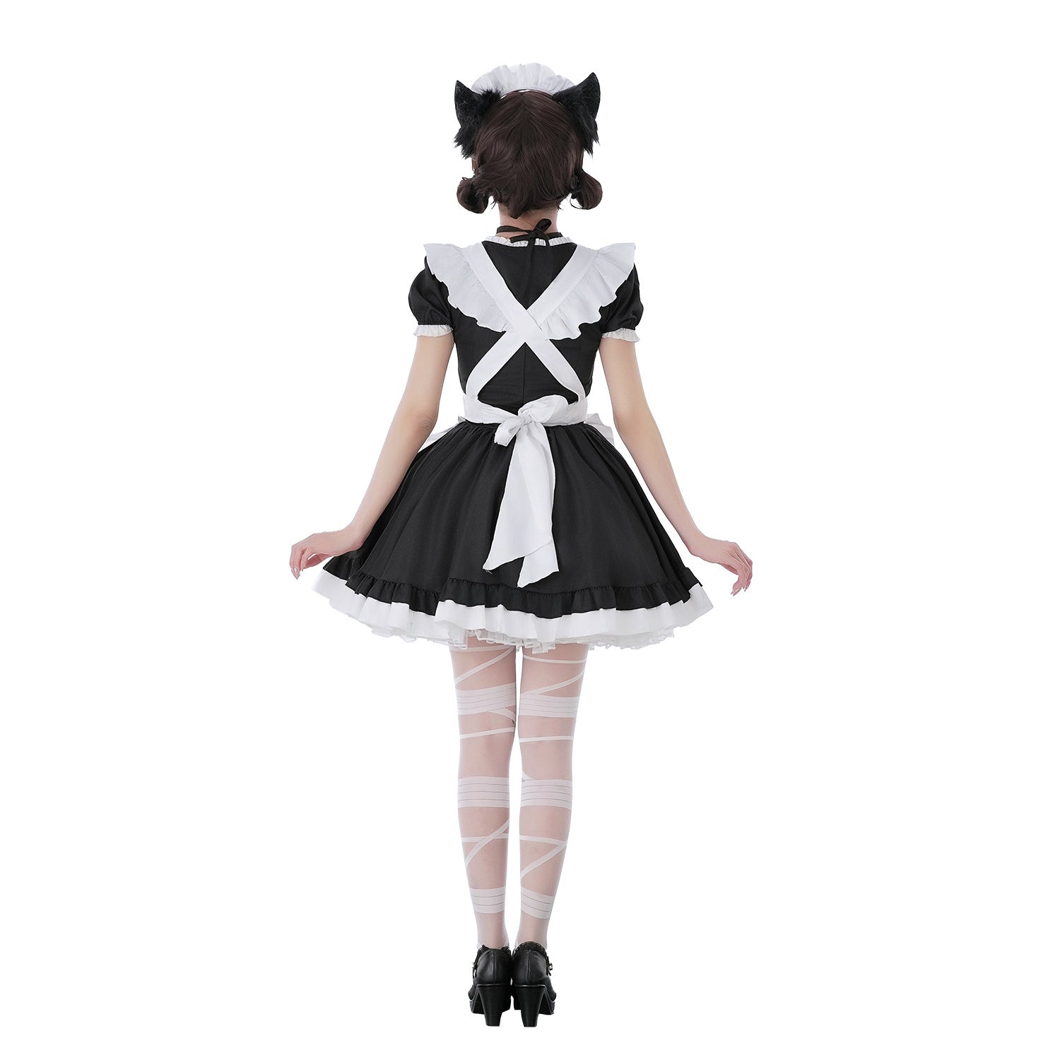 Women's playful maid dress with ruffle details and decorated apron dress Chichicherry