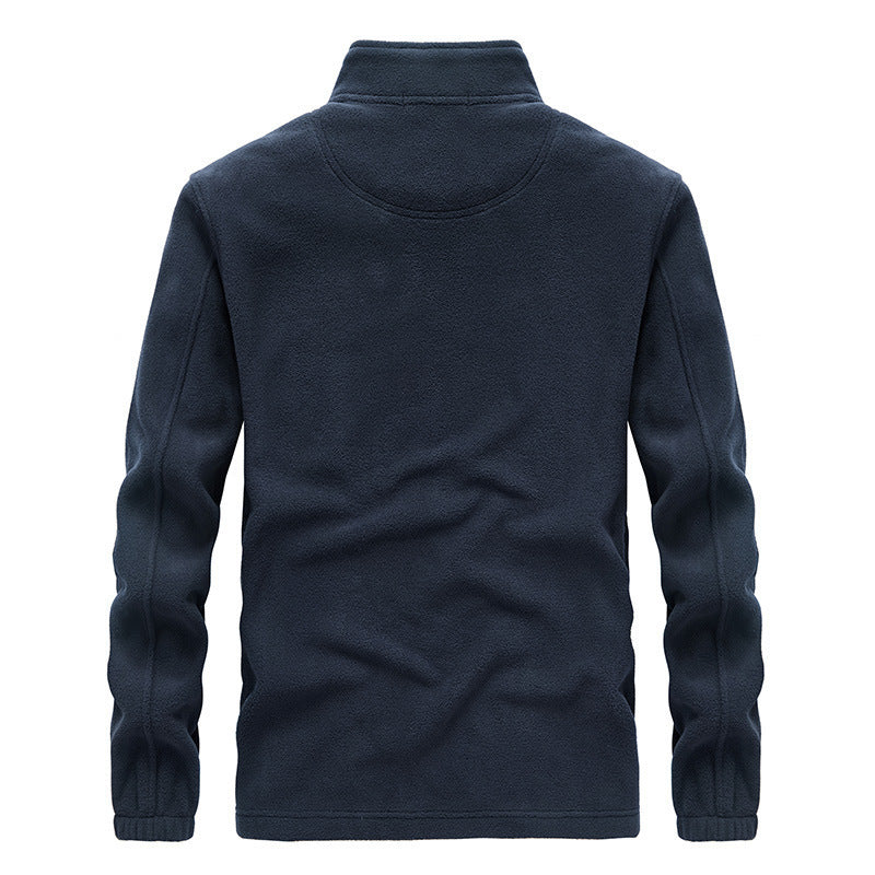 Men's fleece jacket with high collar, zip pockets, and wind flap Chichicherry