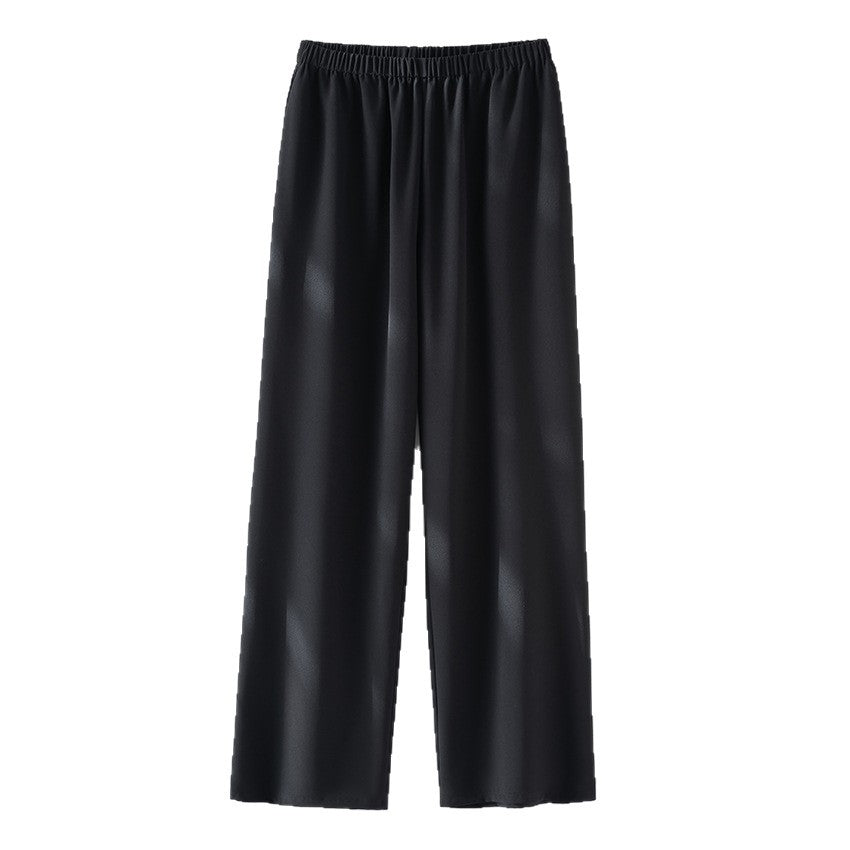 Women's Wide Satin Pants with Comfort Waistband and Flowing Silhouette Chichicherry