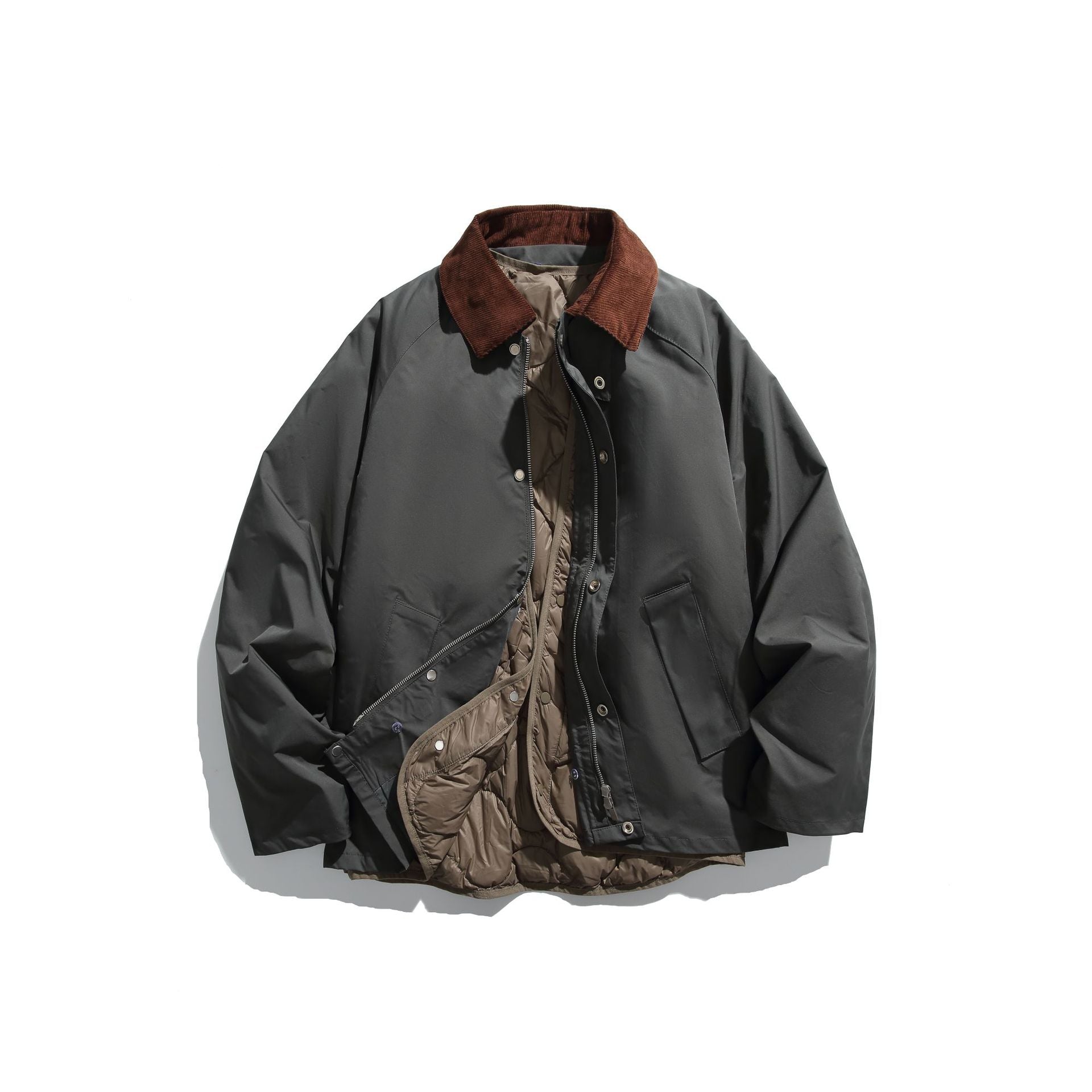 Men's Windproof Blouson with Cord Collar and Removable Padded Lining Chichicherry