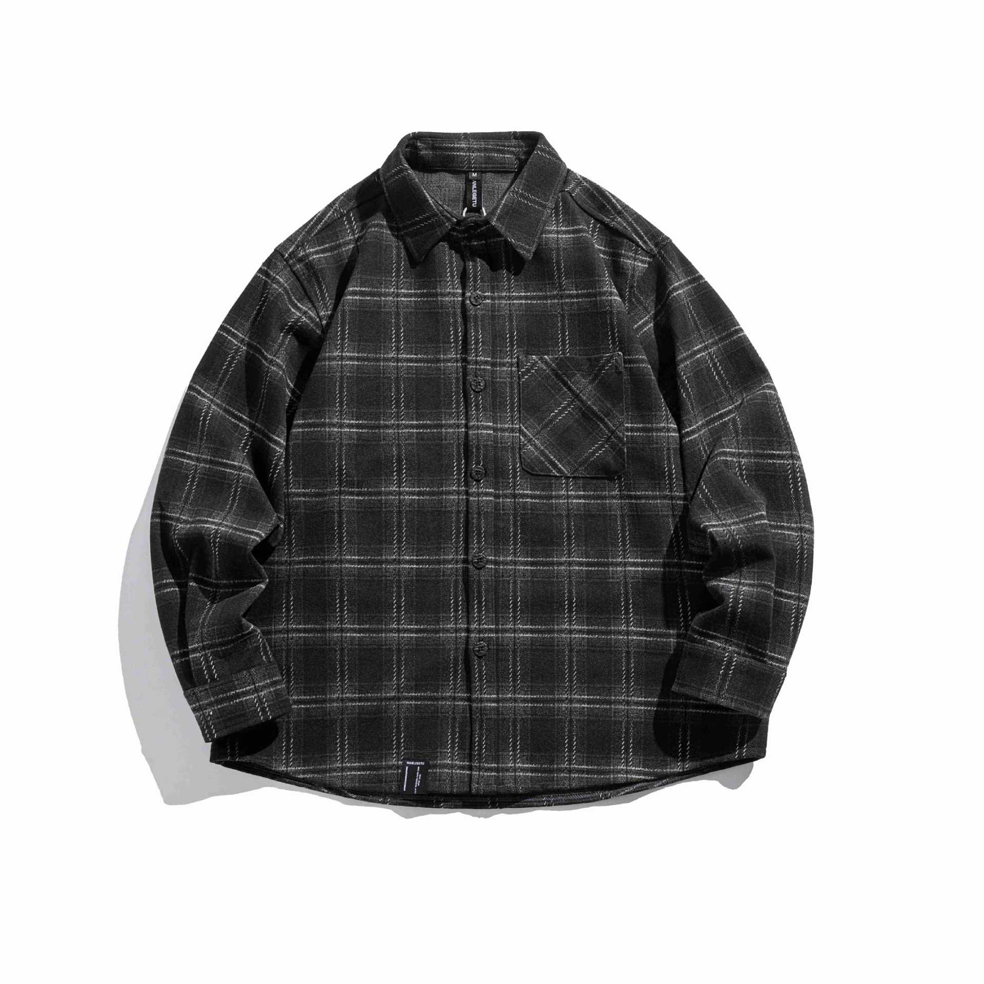 Men's Checked Overshirt made of fluffy twill with shirt collar Chichicherry