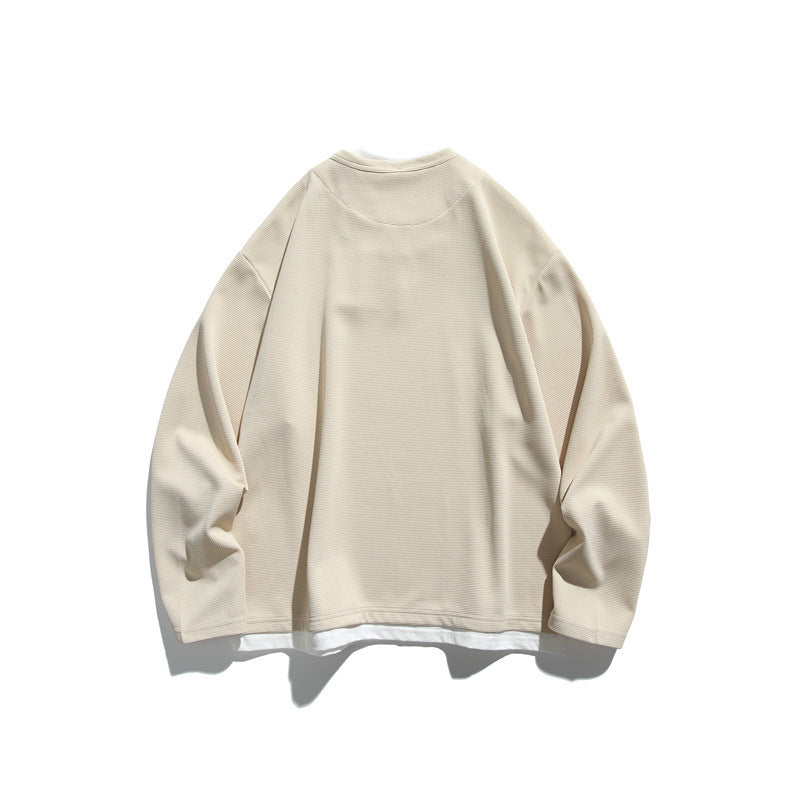 Unisex Oversize Sweatshirt with V Notch and Integrated Layer Look Chichicherry