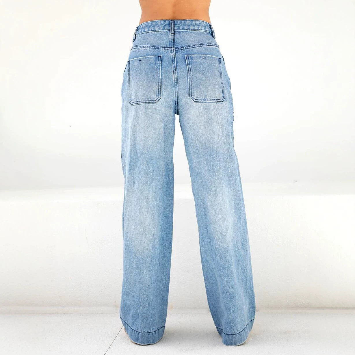 Women High-waisted wide Denim jeans in Palazzo cut Chichicherry