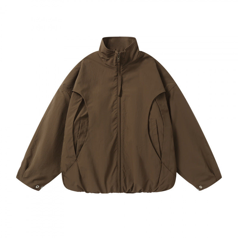 Unisex Lightweight technical blouson with stand-up collar, full-length zipper and drawstring hem Chichicherry