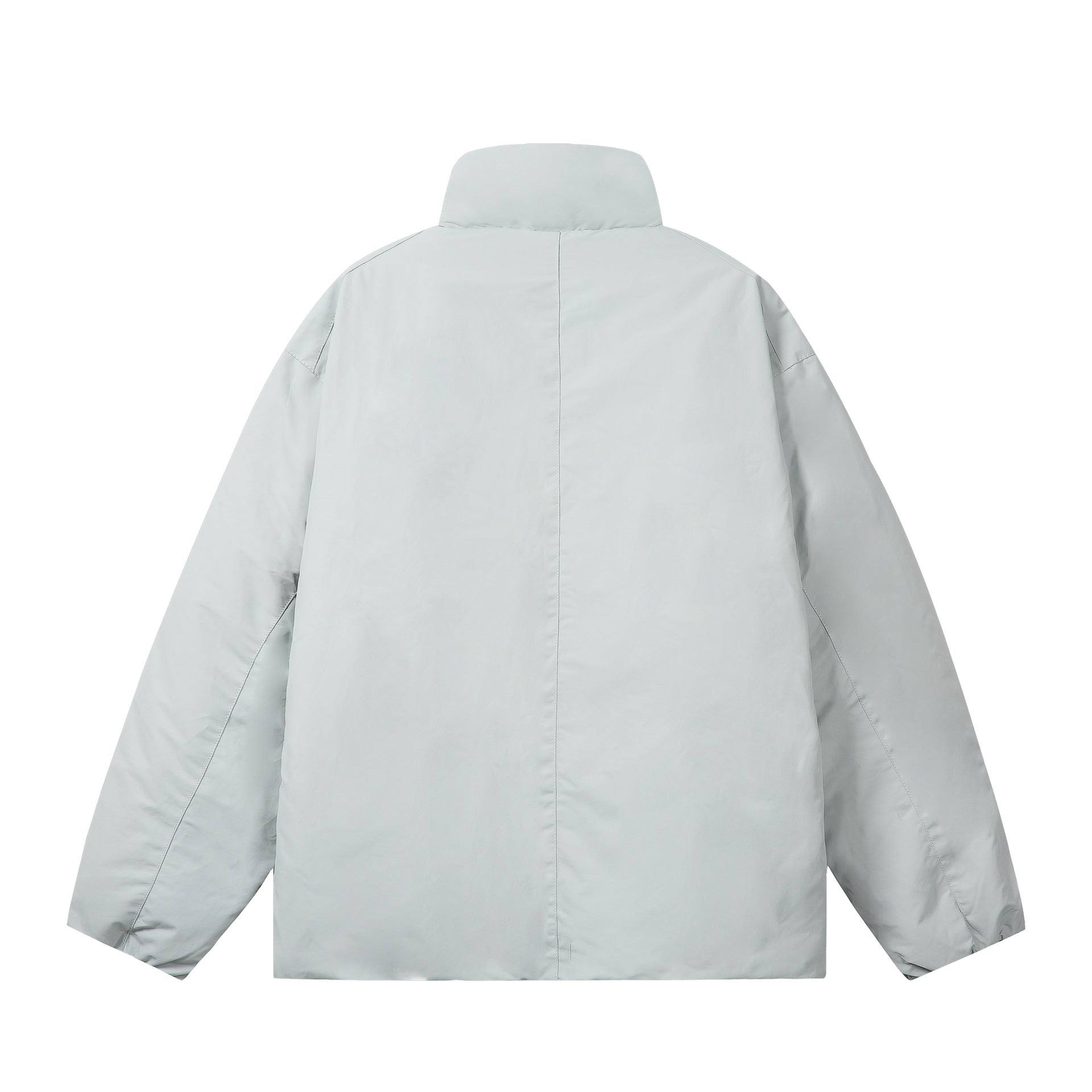 Men's short-cut windproof thermal jacket with fleece-lined stand-up collar and concealed zipper Chichicherry