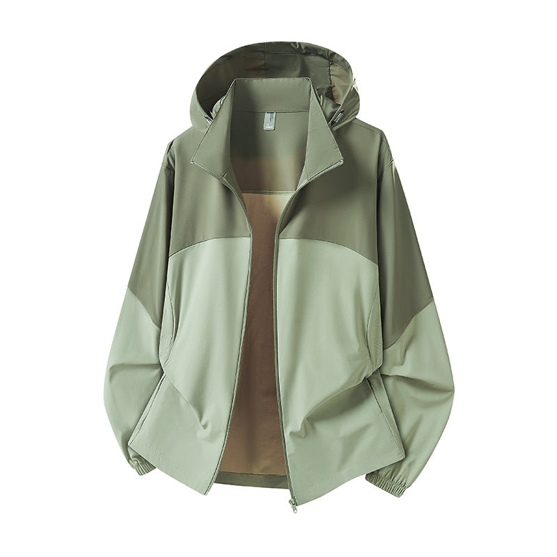 Men's Lightweight Hooded Rain Jacket with Breathable Softshell Material and Elastic Cuffs Chichicherry