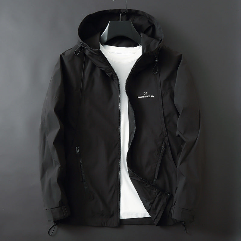 Men's Lightweight Water-Repellent Softshell Outdoor Jacket with Hood, Sealed Seams and Zipper Pockets Chichicherry