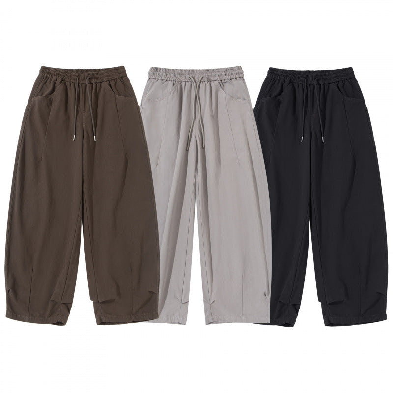 Women's Wide Cropped Pants with Drawstring Waistband, Balloon Silhouette and Patch Pockets Chichicherry