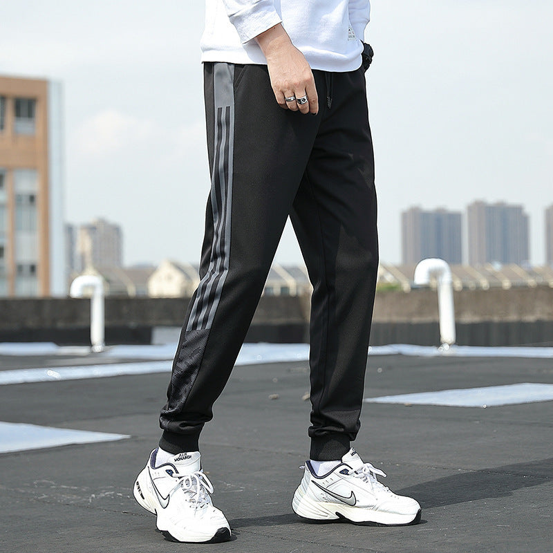 Men's Slim-Fit Training Pants with Elastic Waistband, Drawstring, and Ribbed Cuffs Chichicherry