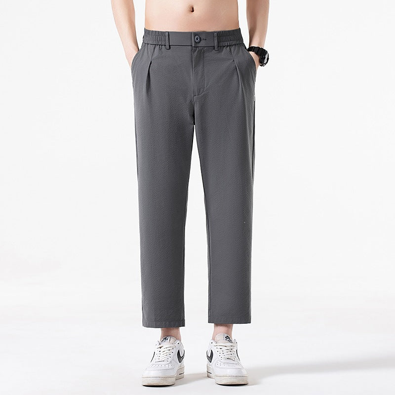Men's cropped trousers with wide leg, semi-elastic waistband and crease Chichicherry