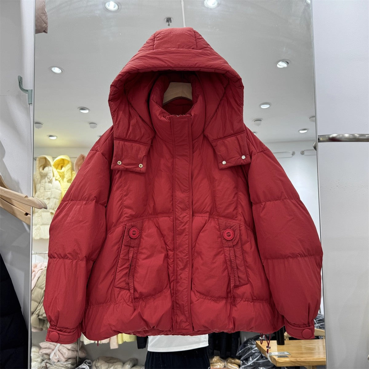 Women's Oversize Padded Jacket with Hood and High Collar Chichicherry