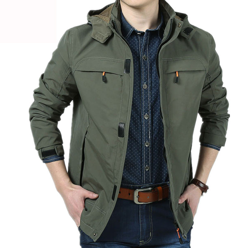 Men's Modern Softshell Field Jacket with Hood, Breathable Stretch and Organizer Pockets Chichicherry