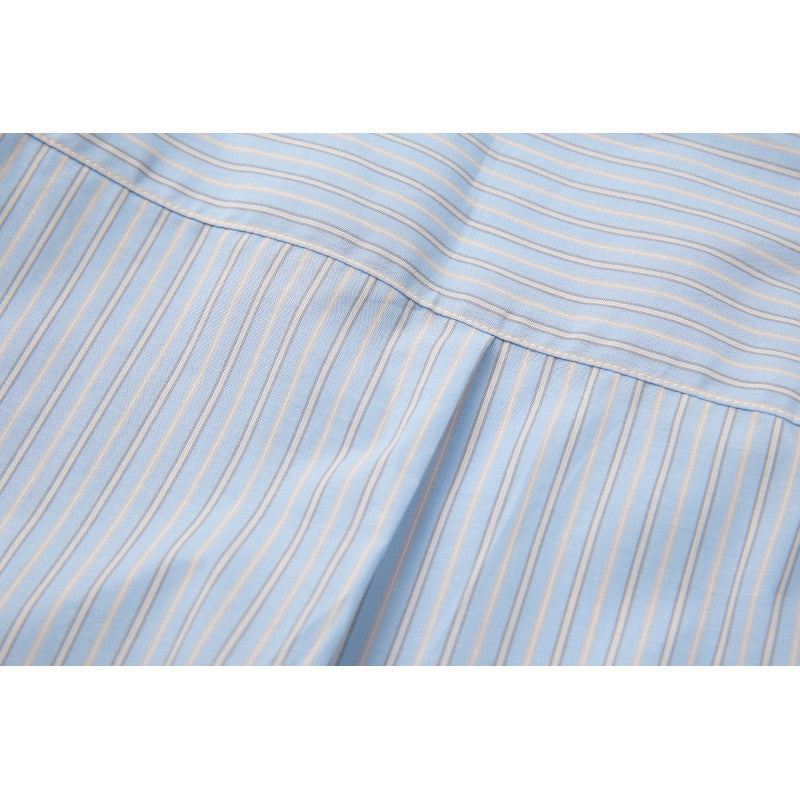 Men's Wide Cut Poplin Shirt with Stripes and Chest Pocket Chichicherry