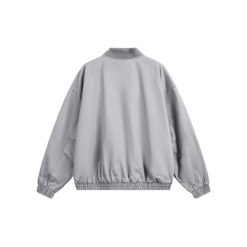 Unisex short-cut boxy bomber jacket made of cotton blend with zipper and elastic hem Chichicherry