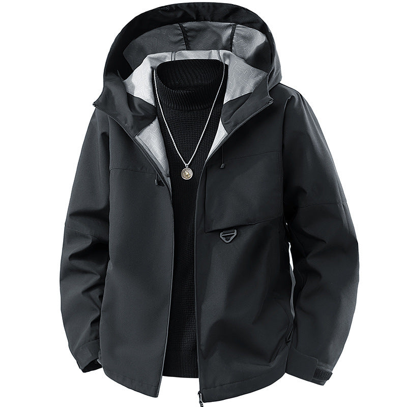 Men's technical hooded softshell jacket with adjustable hood and utility pockets Chichicherry