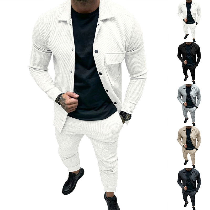Men's Structured Jersey Leisure Set with Overshirt and Tapered Jogging Pants Chichicherry