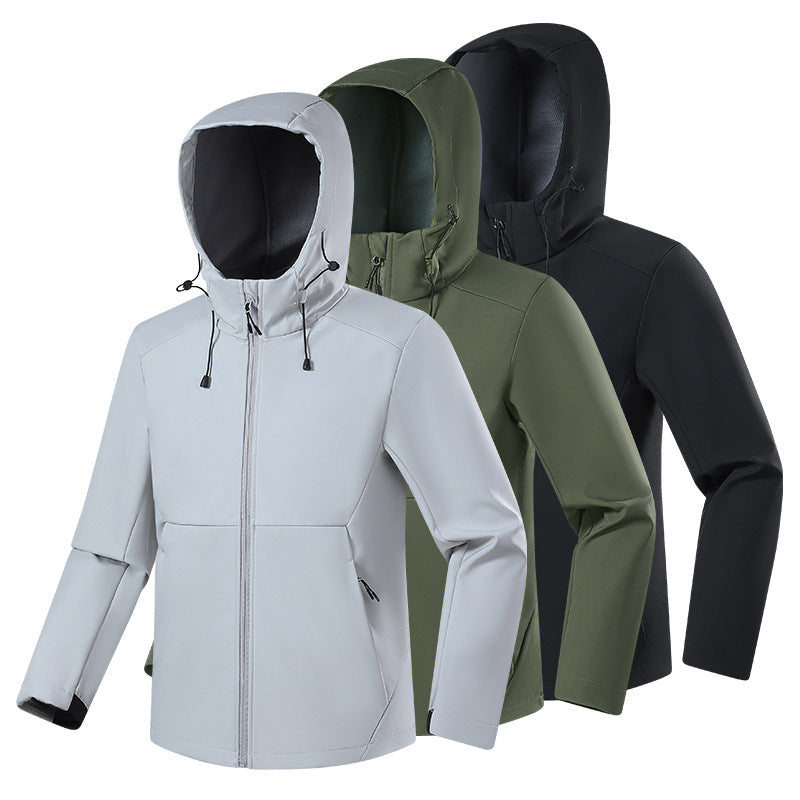 Men's Breathable Softshell Fleece Jacket with Multi-Layer Membrane, Ergonomic Cut and Adjustable Hood Chichicherry