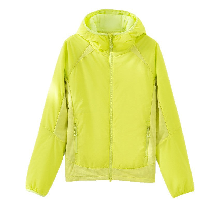 Women's Lightweight Wind and Thermal Jacket with Hood, Quilted Lining and Two-Way Zipper Chichicherry