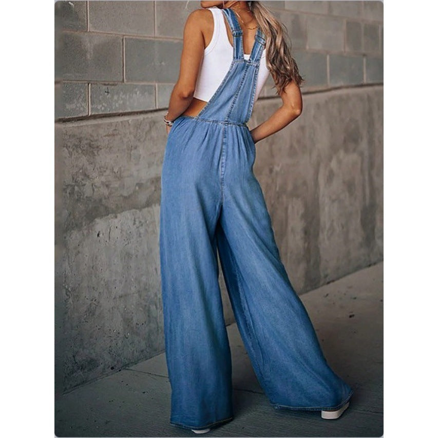 Ladies Wide Denim Overall in Palazzo Style Chichicherry