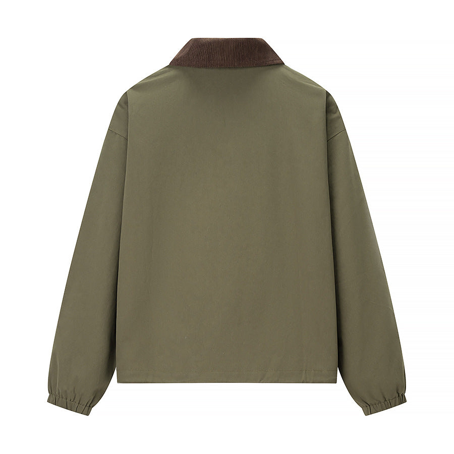 Women’s short jacket in workwear style with cord collar, zipper and patch chest pockets Chichicherry