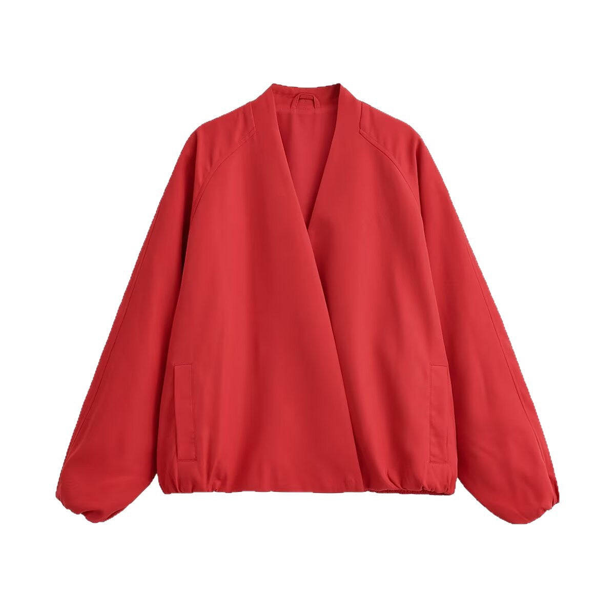 Women's Oversized Kimono Transitional Jacket with Raglan Sleeves and Elastic Hem Chichicherry