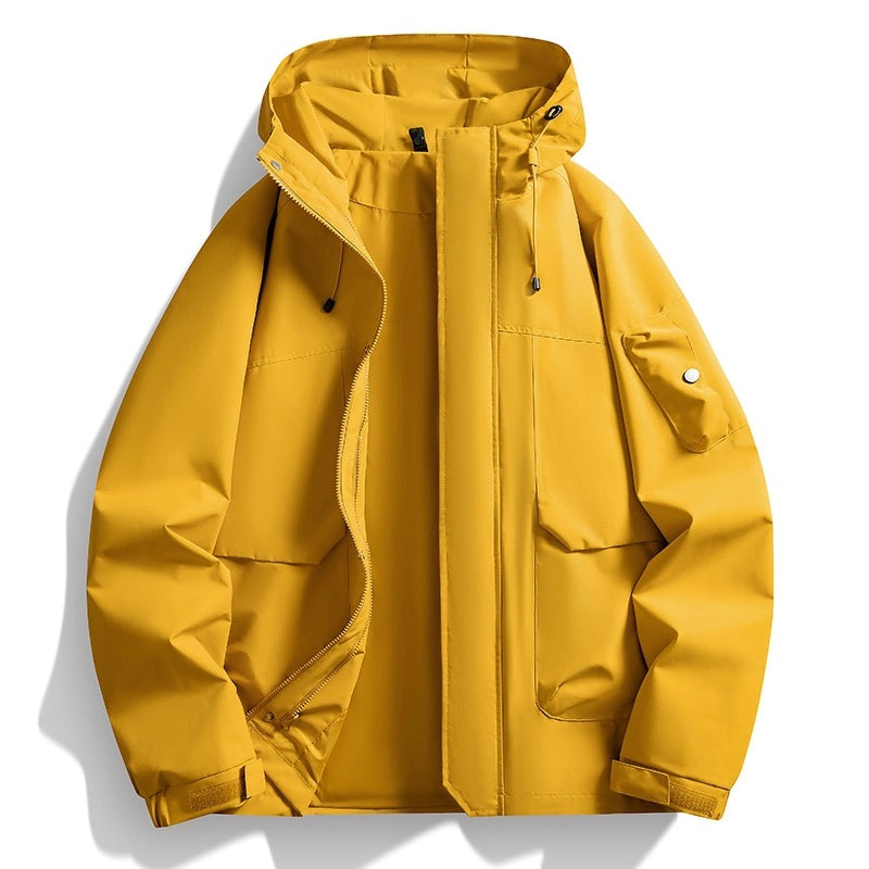 Men's Waterproof Hooded Jacket in Utility Style with Welded Seams and Concealed Zipper Chichicherry