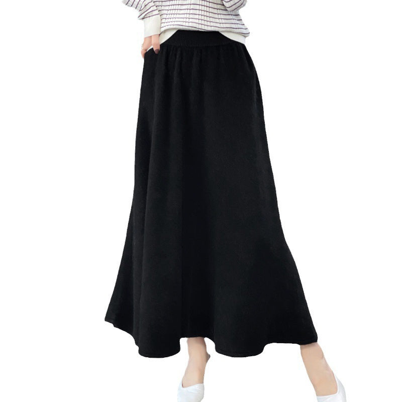 Ladies midi skirt made of knitted wool blend with flared A-line Chichicherry