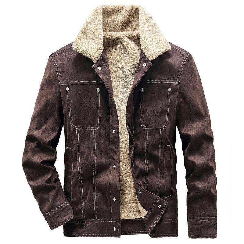 Men's teddy-lined canvas pilot-style jacket with contrast stitching Chichicherry