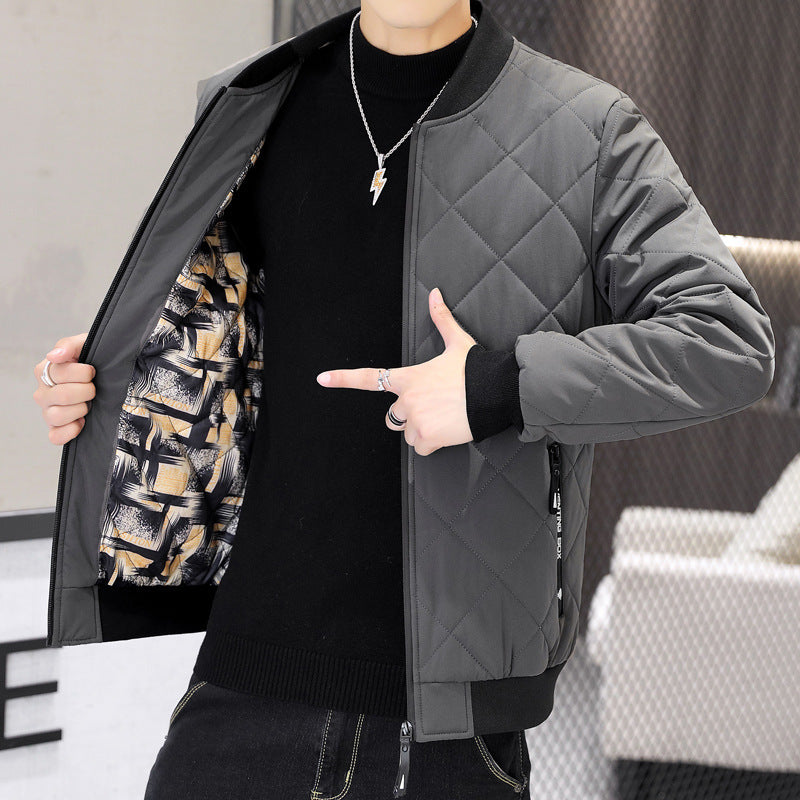 Men's quilted transitional jacket with diamond stitching, stand-up collar, and ribbed cuffs Chichicherry