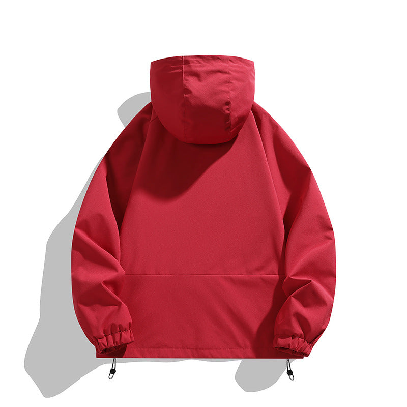 Unisex Lightweight Hooded Windbreaker with Water-Repellent Surface, Zipper Pockets and Drawstring Chichicherry