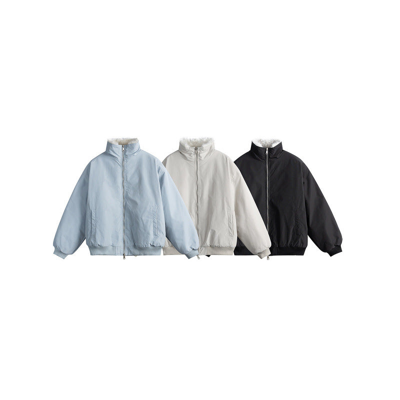 Women's Short Boxy Quilted Jacket with High Shawl Collar, Teddy Collar and Elastic Ribbed Cuffs Chichicherry