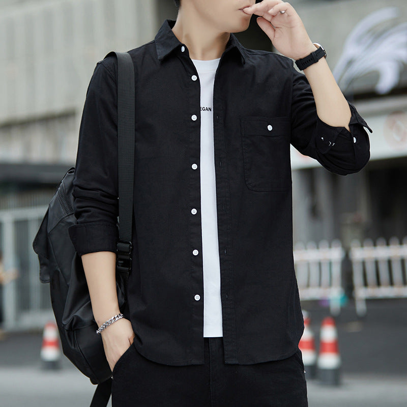 Men's Casual Oxford Shirt with Chest Pocket and Kent Collar Chichicherry