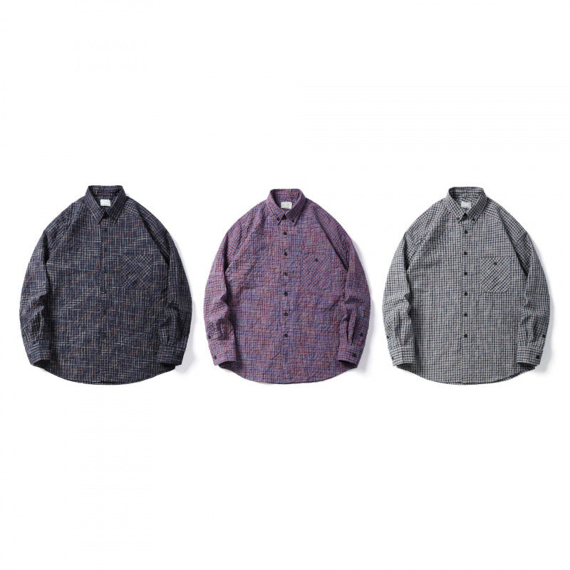 Men's Quilted Checkered Overshirt Jacket with Chest Pocket Chichicherry