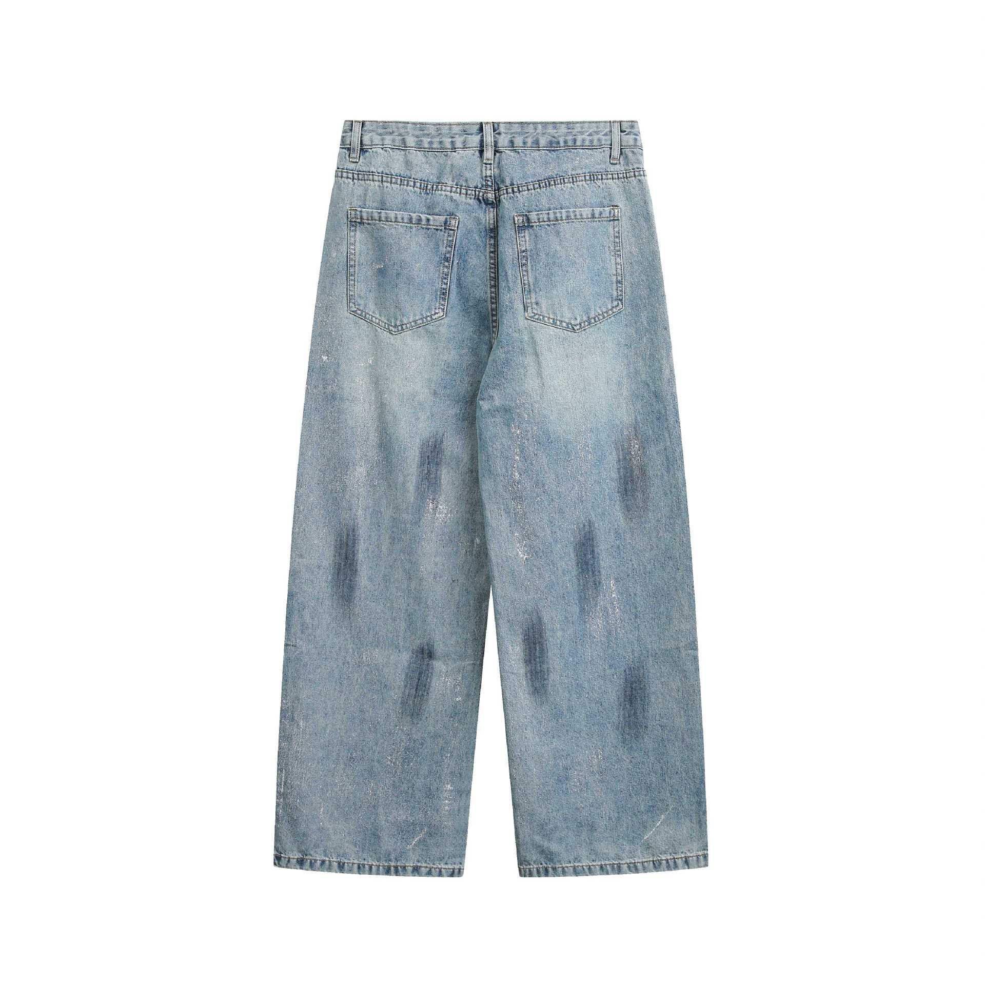 Women's wide cropped jeans high-waisted with used effect and stain look Chichicherry