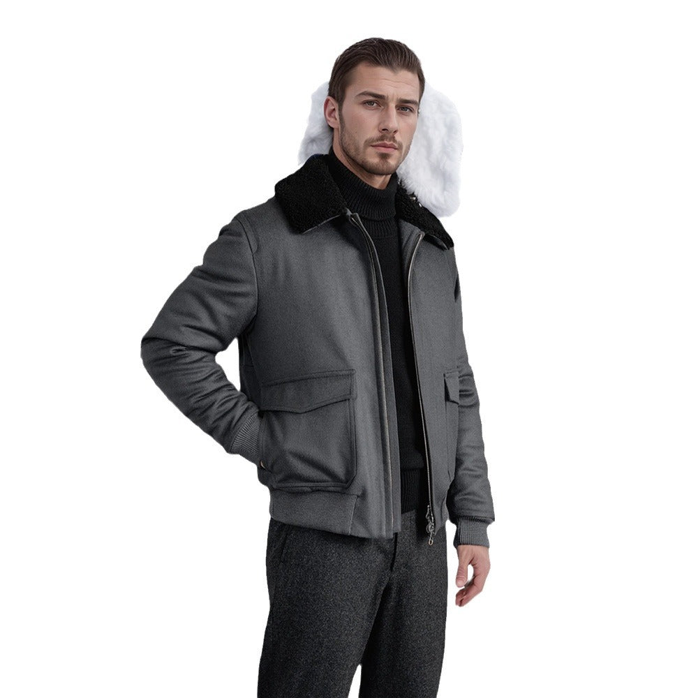 Men's pilot jacket in pilot style with teddy collar, two-way zipper and patch flap pockets Chichicherry