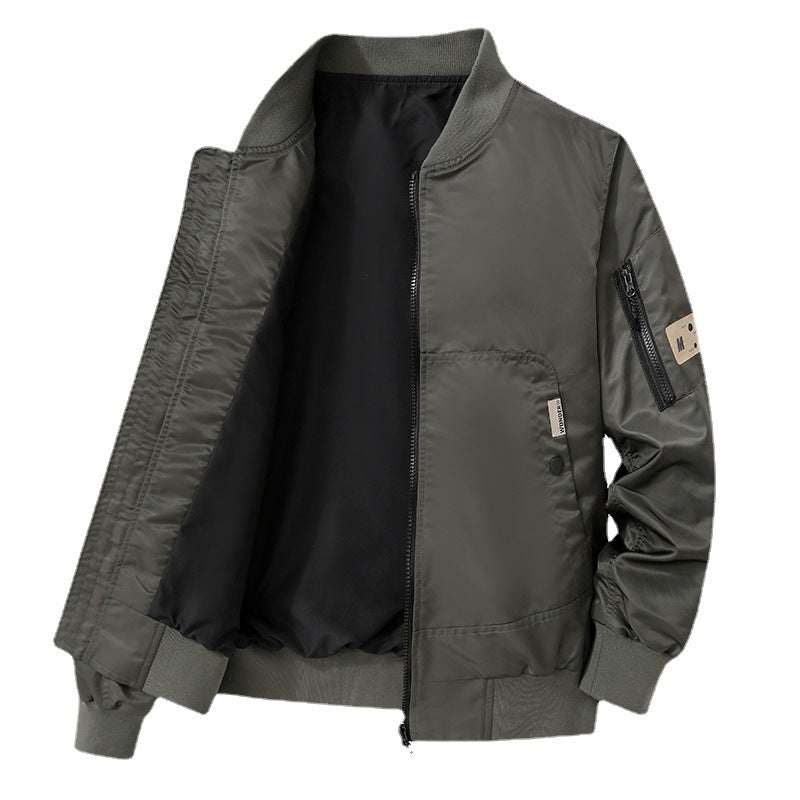 Men's Lightweight Bomber Jacket Made of Nylon with Arm Pocket and Ribbed Cuffs Chichicherry