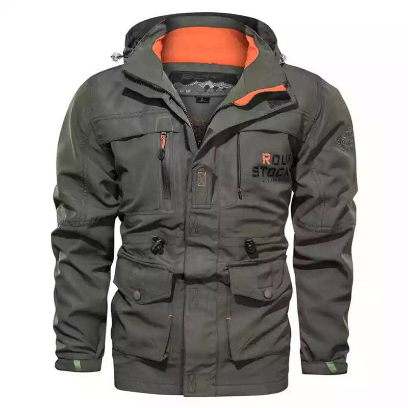 Men's robust canvas field parka with hood, multifunction pockets and waist adjustment Chichicherry