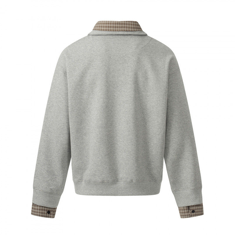 Men's sweatshirt with integrated shirt collar and layering look Chichicherry