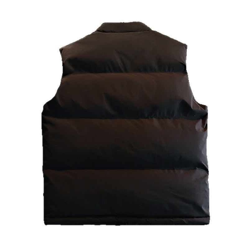 Men's Padded Outdoor Quilted Vest with High Stand-Up Collar, Windproof Outer Material & Adjustable Hem Chichicherry