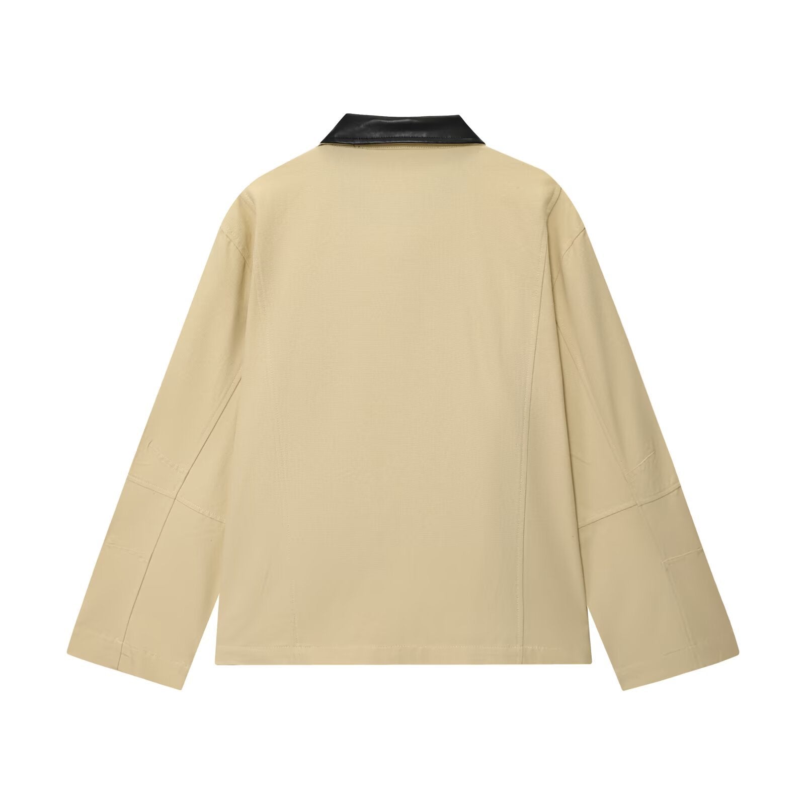 Women's Oversized Jacket with Zipper and Contrasting Faux Leather Collar Chichicherry