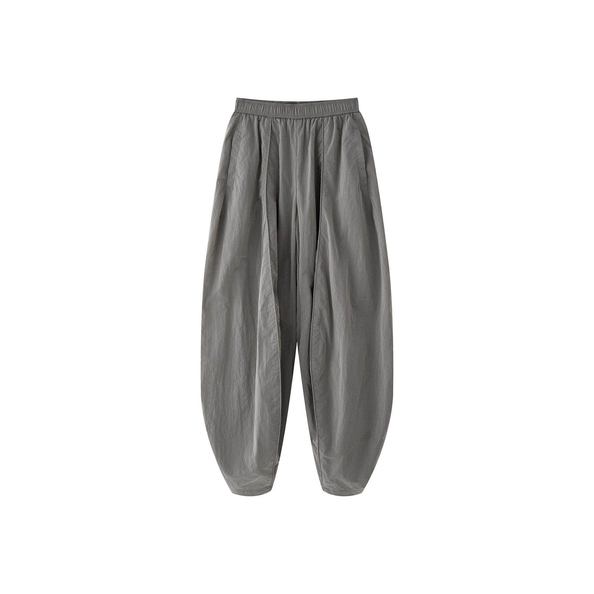 Women's Wide High-Waist Palazzo Pants with Crinkle Look and Pleats Chichicherry