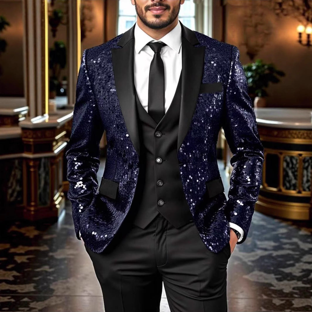 Men's sequin jacket with satin shawl collar and tailored fit Chichicherry