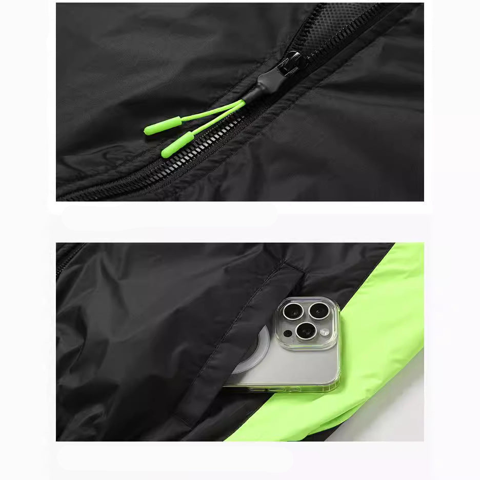 Men's lightweight short sleeve vest with stand-up collar, water-repellent nylon blend and zippered pockets Chichicherry