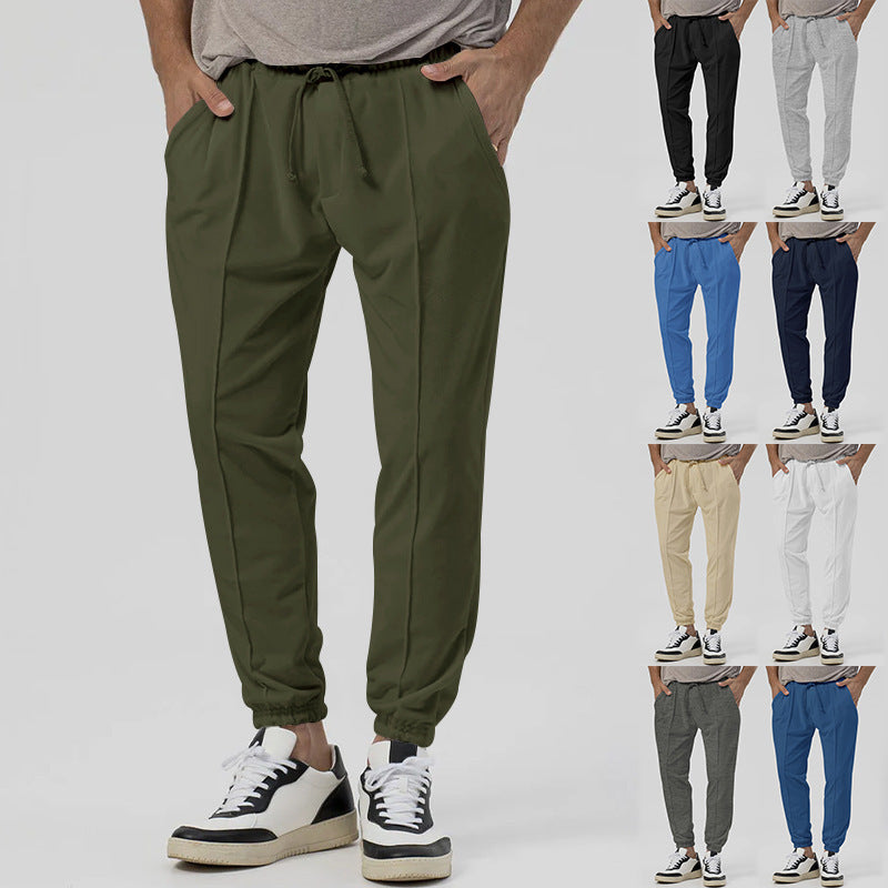 Men's tapered jogging pants in linen look with crease and cuff Chichicherry