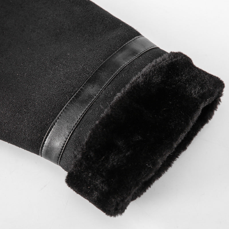 Men's flight jacket with lamb fur lining and faux leather appliqués Chichicherry