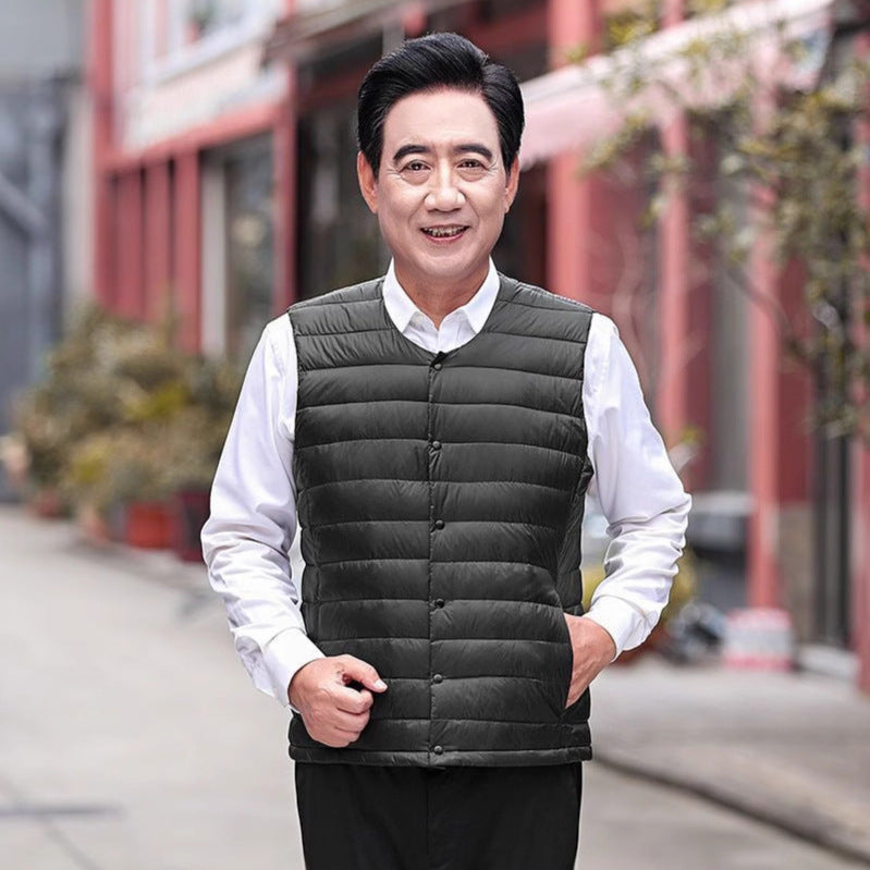 Men's Sleeveless Lightweight Thermal Quilted Vest with Round Neck and Pockets Chichicherry