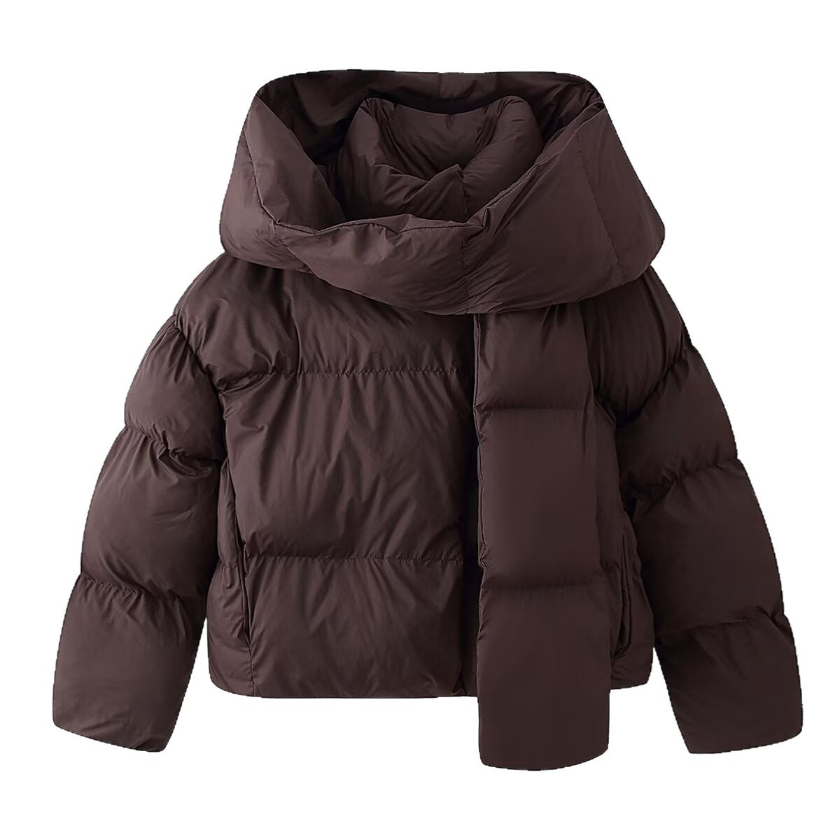 Ladies Short-Cut Padded Jacket with Voluminous Shawl Collar and Padding Chichicherry
