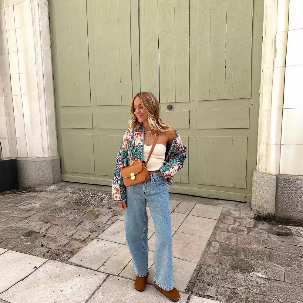Women's Padded Patchwork Jacket in Kimono Style Chichicherry